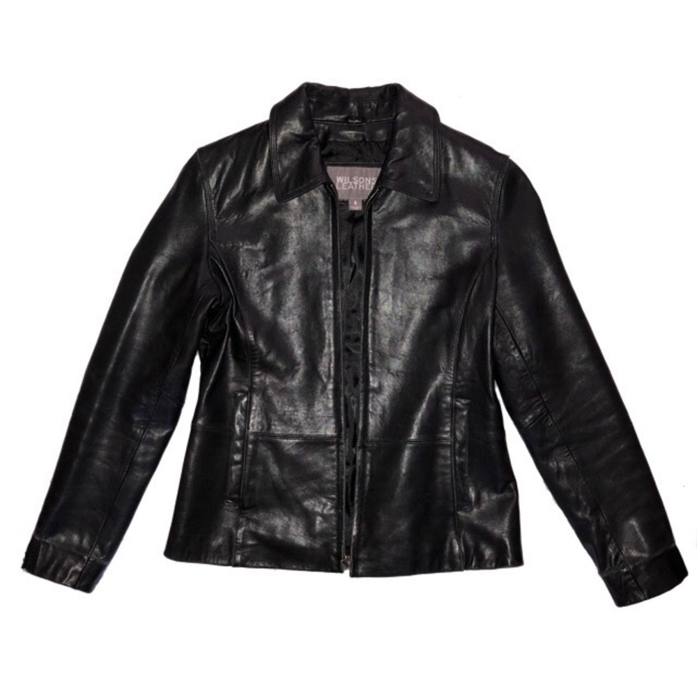 VTG BLACK LEATHER JACKET - Zip up